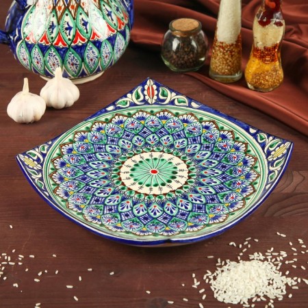 Largan Rishtan ceramics "Patterns", 25 cm, square, blue, mix-1