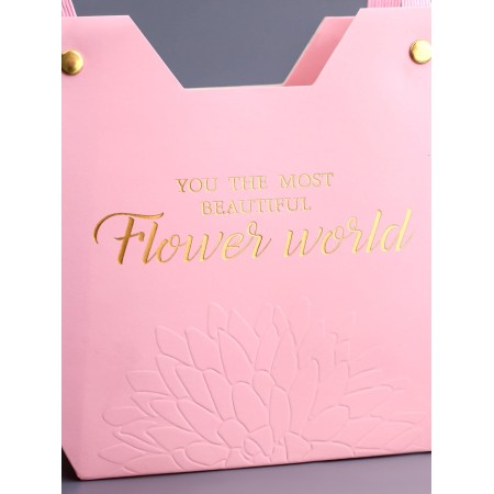 Flower bag embossing is pink, "the most beautiful", moisture -resistant, 23x15x9 cm-2