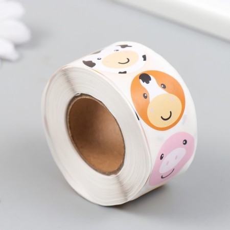 Stick Paper "Muzzle animals" d = 2.5 cm 500 pcs in a roll 3x6.5x6.5 cm-1