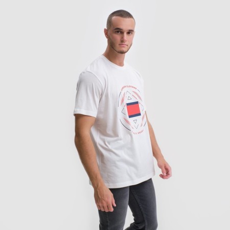 T -shirt male, milk color/print mix, size 44 (s)-1
