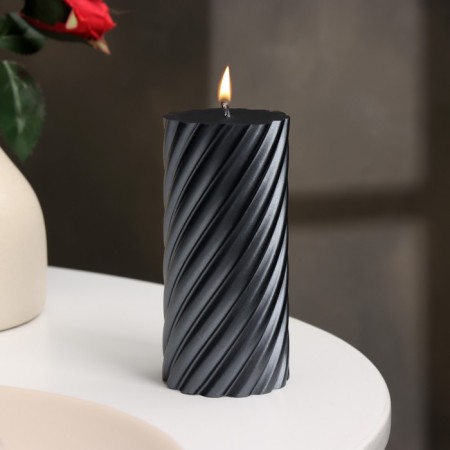 Candle-cylinder "Spiral", 5x10 cm, wet asphalt, 6 hours