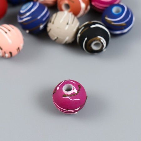 Beads for creativity plastic "Striped balls" set 15 pcs mix 1x1x1 cm-1