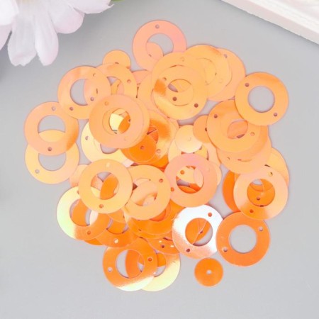 Sequins "Circle in the ring" Coral set 30 grams d = 2 cm-1