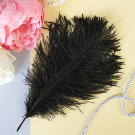 Feather for decor, size 20.5 × 7.5 cm, black color-5
