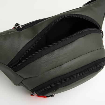 Lightning waist bag, 3 outer pockets, green color-5