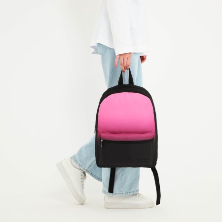 School textile school backpack with pink gradient, 38x29x1 cm, lightning department, black/pink color-7