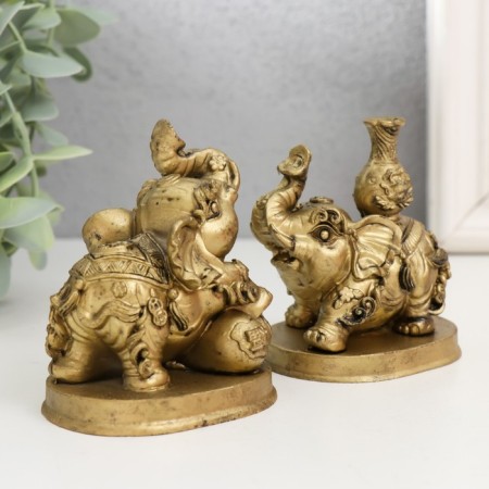 NECKE Polystone set 2 pcs "Elephants with a jug and ball" 6.2x7x7.5 cm-1