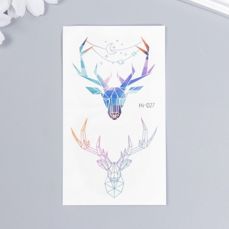 Tattoo on the body color phosphorus "deer 3D" 10.5x6 cm-1
