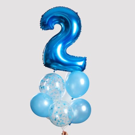 A 2 -year -old ball fountain for a boy, latex, foil, confetti, 10 pcs.-1