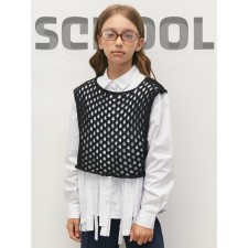 Жилет вязаный детский Amarobaby Mesh, рост 134 см, цвет чёрный
