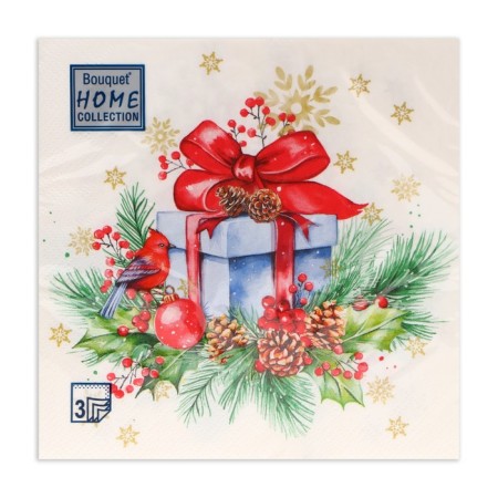 New Year's napkins Paper Home Collection CLASSIC “Gift for New Year”, 3 layers, 33x33 cm, 20 pcs-1