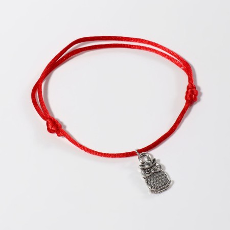 Bracelet-reinforcing "Red thread" Koshelki owl, color black silver, 20 cm-2