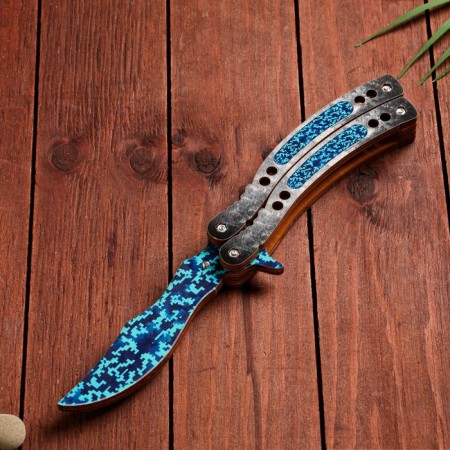 Wooden souvenir "Butterfly knife" blue