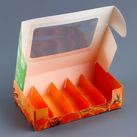 New Year. Box for 5 eclairs gift, New Year's packaging "Festive mood", 25.2 x 15 x 6.6 cm.-2