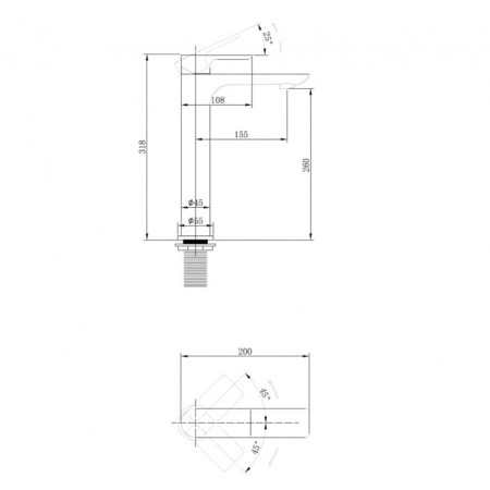 ABBER Weiss Insel AF8011B shell mixer, single -leaf, pour 155 mm, black-2