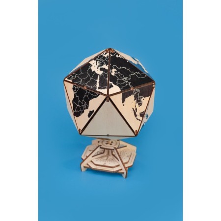 Designer Wooden 3D Ewa Globe Icosahedron with a secret (casket, safe) Black-11