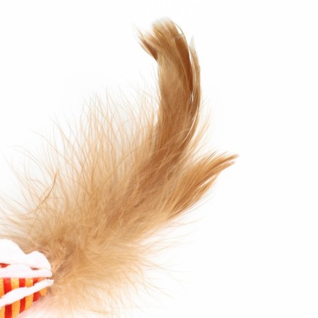 Toy for cats "striped fish" with feathers, 5 cm, orange-3