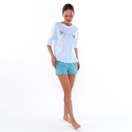 Homemade female set (T -shirt/shorts), blue color, size 48-2