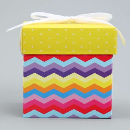 Gift folding box, packaging, “bright stripes”, 10 x 10 x 10 cm-4