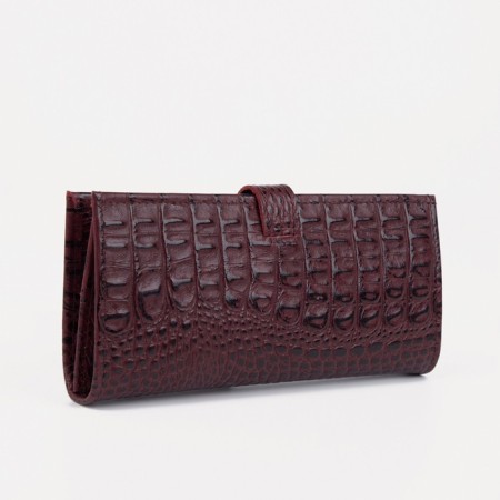 Women's wallet on the button, burgundy color-1