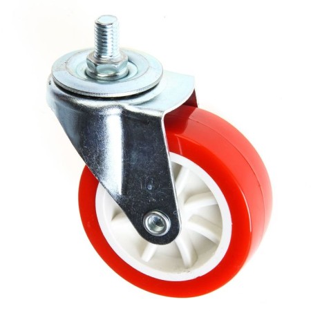 Furniture wheel, d = 75 mm, with a foot, red