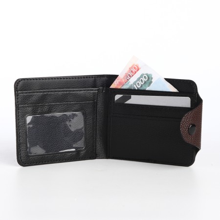 Women's wallet on the button, brown color-4