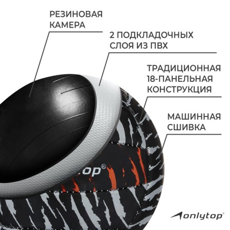Volleyball ball Onlytop Tiger, PVC, machine stitching, 18 panels, p. 2-2