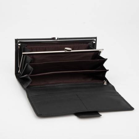 Women's wallet on magnets, black color-2