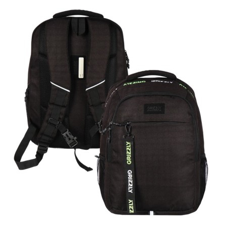 Youth backpack 42 x 31 x 22 cm, Grizzly, ergonomic back, laptop department, black