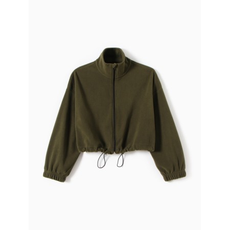 Толстовка для девочки MINAKU: Fleece Soft, цвет хаки, рост 170 см