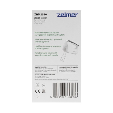 Mixer manual Zelmer ZHM2550, manual, 750 W, 5 speeds, white-7