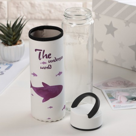 A glass bottle with a handle in a cap “Kit”, 500 ml, h = 23.5 cm, Mix drawing-5