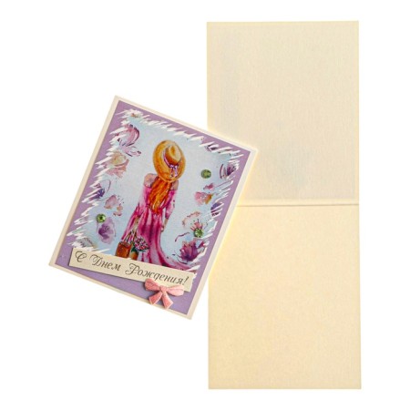 Postcard "Happy Birthday!" Handmade, hat, 8 x 9 cm-1
