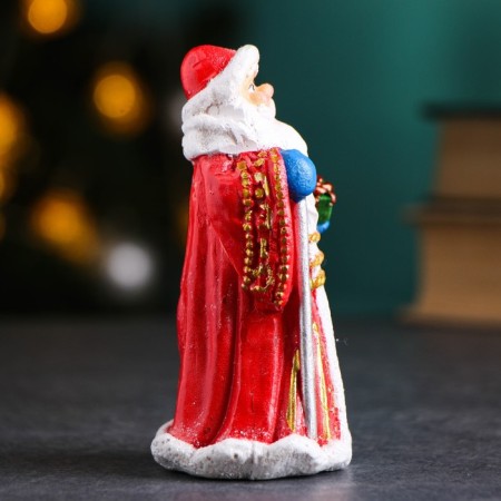 New Year's figure "Santa Claus in Red fur coat" 8x6x12cm-1