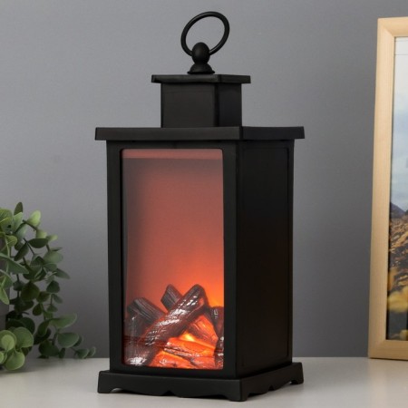 Nightlight "fireplace" LED black 13x13x30 cm Risalux-1