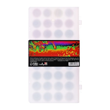 Watercolor paints 36 colors, round, dialing dials 23 mm, with a brush, plastic pencil case, calligrata top-6