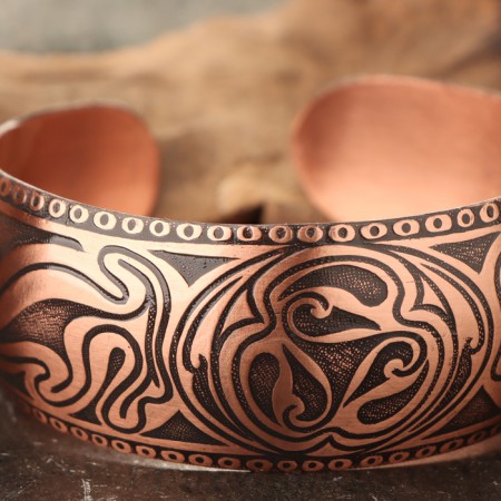 Trixel bracelet, plate, wide, copper-1
