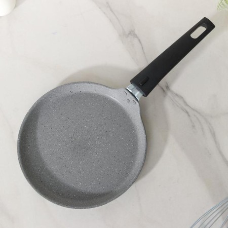 Pancake pan, d = 20 cm, plastic handle, anti -stick coating, light marble color-1