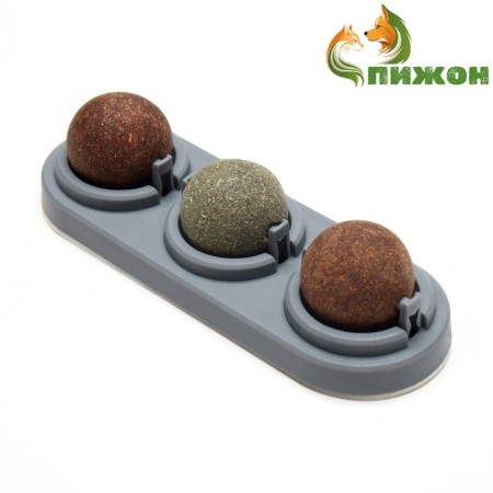 A toy for cats from cat mint "rotating balls" based on, 14 x 6 cm, gray-1