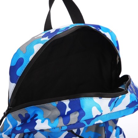 The backpack is waterproof with lightning, 3 pockets, blue/blue color-5