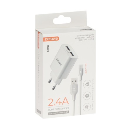 EXPLOYD EX-Z-1423, 2 USB, 2.4 A, MicroUSB cable, 1 m, white.-8