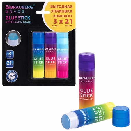 PVP 21 g glue Brauberg Grade, 3pcs, blister 271248-1