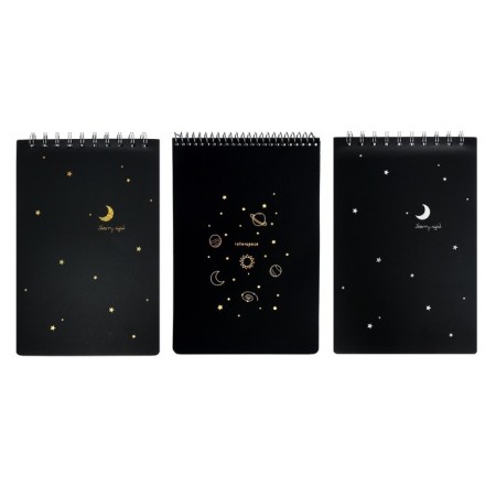 A5 sketchbook, 30 black sheets on the crest, "planets", solid substrate, density 110 gr., Mix
