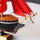 The ship souvenir medium "Flora", Black side with a white strip, red sails, 32x6.5x31 cm