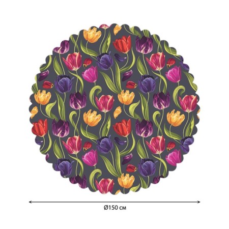 The tablecloth "Multi -colored tulips", round, Saten, d = 150 cm