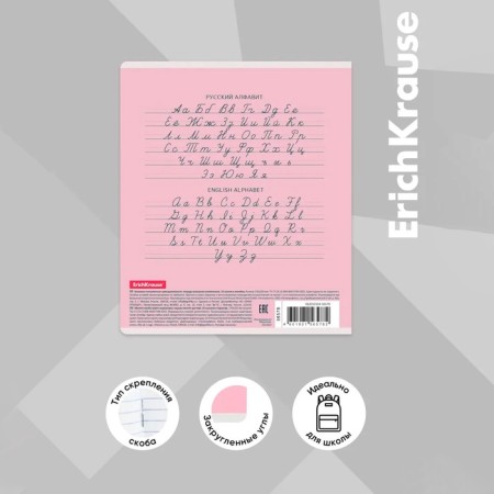 A notebook of 18 sheets in the Erichkrause "Classic", the cover coated cardboard, an offset unit, pink-8