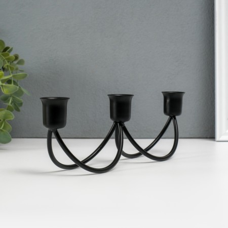 Summary Metal for 3 candles "swing" black 8.5x26.5x5.5 cm-3