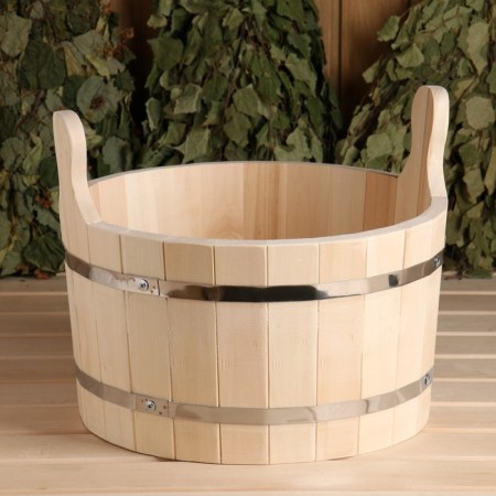 Gang of linden, 15 liters, round, stainless hoop, "Dobroparov"-4
