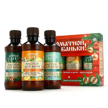 Gift set of Bann Spirit "with a light steam", a bath infusion, 3x250 ml, New Year-1