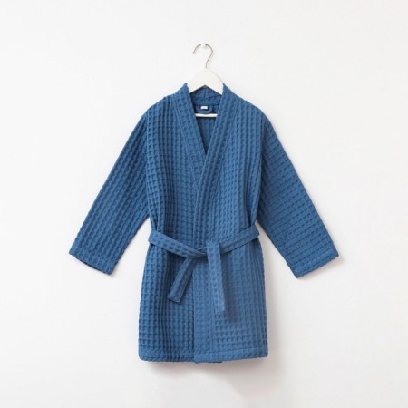 Wafel children's robe I "BOHO" R.34 (122-128 cm) col. Blue, 100%HL, 290 g/m2-3